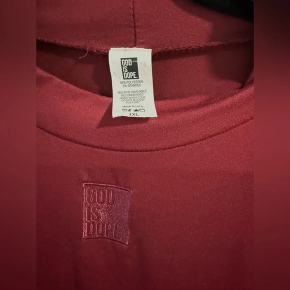 God Is Dope Burgundy Long Sleeve Dress (1XL) - Picture 3 of 5